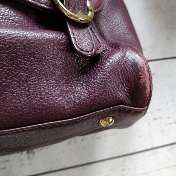 EMMA FOX Burgundy Purple Flap Leather Satchel - Picture 3 of 8